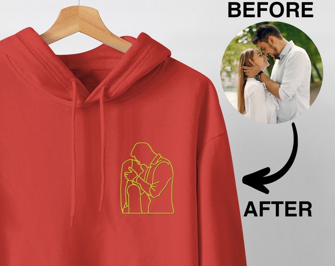 Custom Embroidered Hoodies, Personalized With Your Photo, Customized Embroidered Pullover, Custom Portrait Hoodie, Custom Embroidery Hoodies