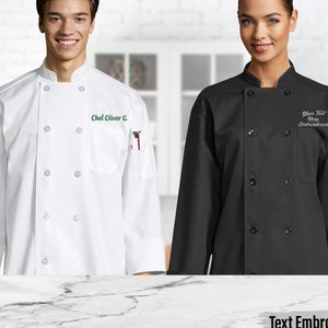 Custom Long Sleeve Chef Coat, Custom Embroidered Chef Coat, Custom Embroidery Chef Coat, Make Your Own Chef Apron, Monogram Chef Coat