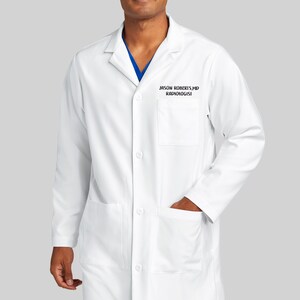 Laveecat Personalised Lab Coat For Men And Women Custom Embroidered Name White Lab Coat Doctor Costume Jacket