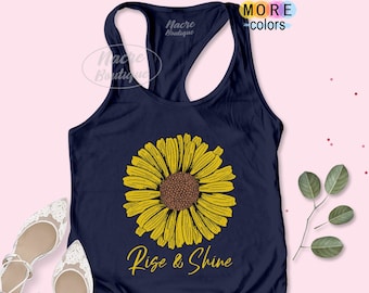 Graphic T Shirt for Women Womans Floral Workout Tank, Botanical Floral Muscle Tank Top Wildflower Shirt Sunflower Tank Gift for Her