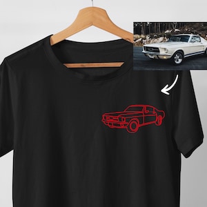 Custom Car Portrait Shirt, Custom Car Outline Shirt, Custom Dad Gift, Custom Car Photo Shirt, Gift For Husband, Personalized Car Image Shirt