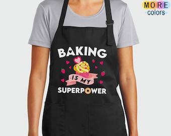 Baking is My Superpower Apron, Gift for Wife, Baker Apron For Woman, Womens Apron, Custom Bakery Apron Gift, Baking Apron, Bakery Apron