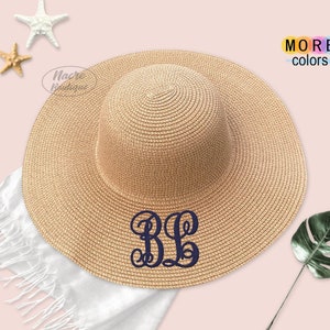 Floppy Sun Hat, Floppy Beach Hat, Personalized Sun Hat Embroidered, Beach Hat Embroidered, Honeymoon Hat, Bridesmaid Hats, Monogram Hat