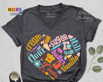 Baking Heart Shirt, Baking Love Shirt, Gift For Bakers, Cooker Shirt, Shirt For Chef Mom, Cooking Shirt, Baking Lover, Chef Mother Shirt