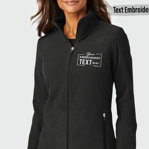 Custom Embroidered Ladies Microfleece Jacket, Personalized Text Full Zip Jacket, Women Stitching Fleece Jacket, Winter Fleece Jacket L151