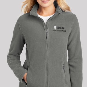 Custom Embroidered Dental Assistant Jacket, Personalized Dental Assistant Full Zip Jacket, Embroidery Mini Tooth Microfleece Jacket (L217)