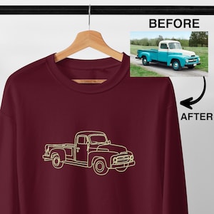 Custom Embroidered Car Sweatshirt, Custom Dad Gift, Custom Embroidery Sweatshirt, Custom Car Photo Sweatshirt, Personalized Sweatshirt