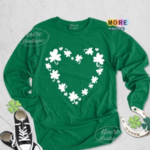 Shamrock Heart Sweatshirt, St. Patrick's Day, Lucky Shamrock Shirt, Glitter Shamrock Tee, Lucky Sweatshirt, St Patricks Sweatshirt