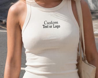 Personalized Cropped Racer Tank Top: Custom Text, Women's Racerback