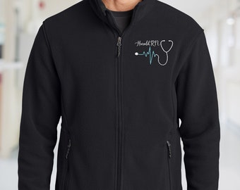 Custom Embroidered Nurse Fleece Jacket, Medical Scrub Men Jacket, Embroidered  Nurse Jacket, Embroidery Heart Stethoscope Jacket (F217)