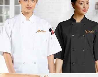 Manteau de chef brodé sur mesure, Manteau de chef à monogramme, Manteau de chef à broderie personnalisée, Manteau de chef personnalisé, Veste de chef personnalisée