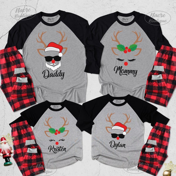 Custom Christmas Reindeer Raglan, Matching Family Christmas Raglan, Rudolph Raglan Shirt, Custom Matching Reindeer Family Baseball Shirt