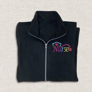Embroidered Nurse Jacket, Heart Stethoscope Fleece Jacket, Medical Assistant Jacket, Colorful Stethoscope Jacket, Embroidery RN Jacket L223