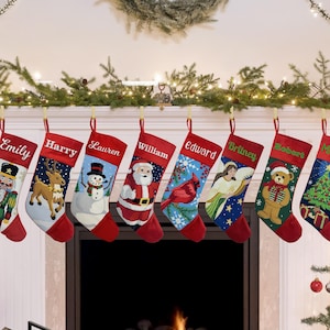 Personalized Needlepoint Stocking, Custom Old Fashioned Christmas Stocking, Stocking for Holiday, Embroidery Name, Traditional Xmas Stocking