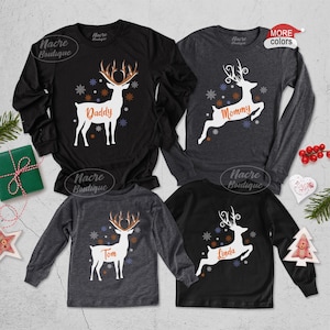 Family Matching Christmas Shirt, Family Reindeer Shirt, Custom Christmas Long Sleeve Tee, Matching Reindeer Shirt, Holiday Shirt