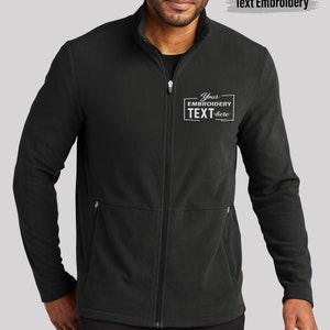 Custom Embroidered Microfleece Jacket, Personalized Full Zip Jacket, Custom Text Stitching Microfleece Jacket, Winter Fleece Jacket F151