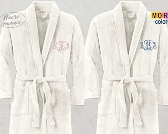 Custom Embroidery Robe, Personalized Embroidered Robe, Christmas Gift, Embroidered Plush Robe, Customize Bath Robe, Micro Fleece Spa Robes