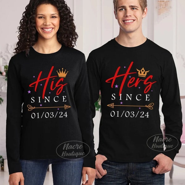 Couples Matching Wedding Anniversary Shirts, His and Hers Long Sleeve Shirts, Together Since Shirt, Matching His and Hers Shirts for Couples