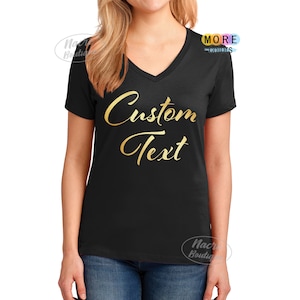 Custom V Neck Shirts, Personalized Women V Neck Shirt, Add Your Own ...