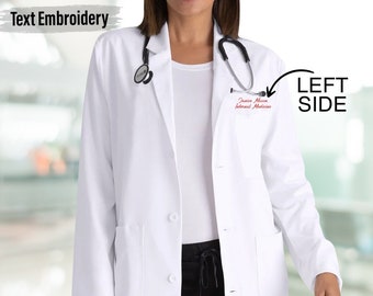 Custom Lab Coat, Embroidered Medical Lab Coat, Custom Women Lab Coat,  Lab Coat with Business and Name, Title, Logo, White Lab Coat (WW4072)