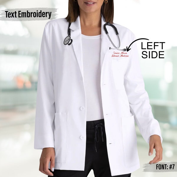 Custom Lab Coat, Embroidered Medical Lab Coat, Custom Women Lab Coat,  Lab Coat with Business and Name, Title, Logo, White Lab Coat (WW4072)