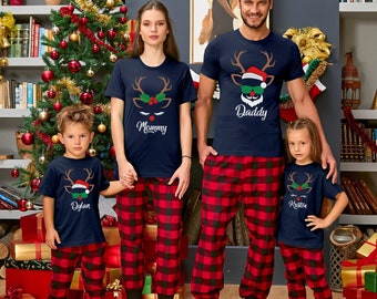 Santa Reindeer Family Christmas Shirt, Personalized Family Shirt, Reindeer Family Shirts, Matching Daddy Mommy Shirt, Holiday Shirt