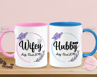 Nieuwe wifey mok | Etsy Manlief Wifey paren opstrijkbare Decals Hubby Wifey