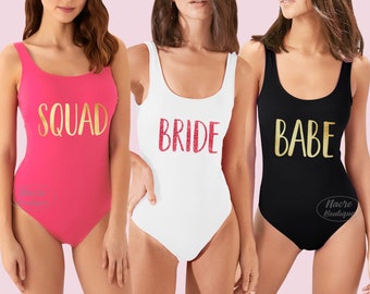 bride and groom bathing suits