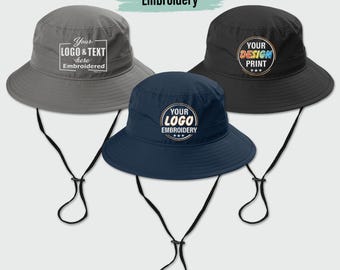Custom Embroidered UV Bucket Hat, Custom Text Embroidery Bucket Hat, Custom Summer Hat, Personalized Logo Design, Custom Initial Hat (C948)