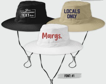 Customized Embroidered Bucket Hat, Custom Text Embroidery Bucket Hat, Custom Summer Hat, Personalized Text Bucket Hat, Custom Sun Hat C921
