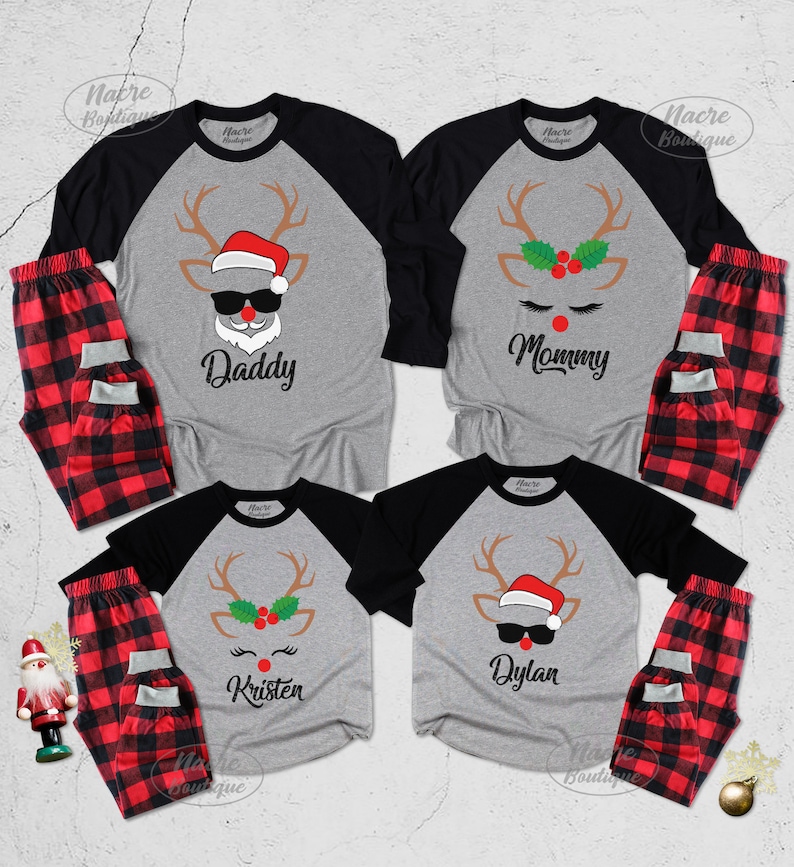 Custom Christmas Reindeer Raglan, Matching Family Christmas Raglan, Rudolph Raglan Shirt, Custom Matching Reindeer Family Baseball Shirt image 1