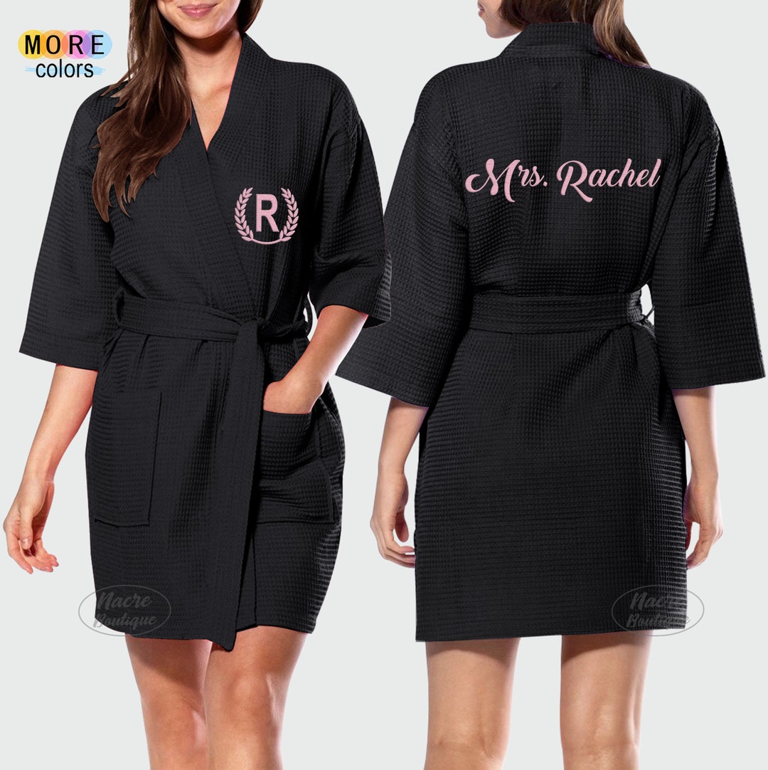 Personalized Robes for Women, Custom Bath Robes Embroidered, Waffle