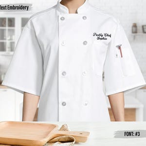 Custom Embroidered Chef Coat, Monogrammed Chef Coat, Custom Embroidery Chef Coat, Personalized Chef Coat, Custom Chef Jacket image 8
