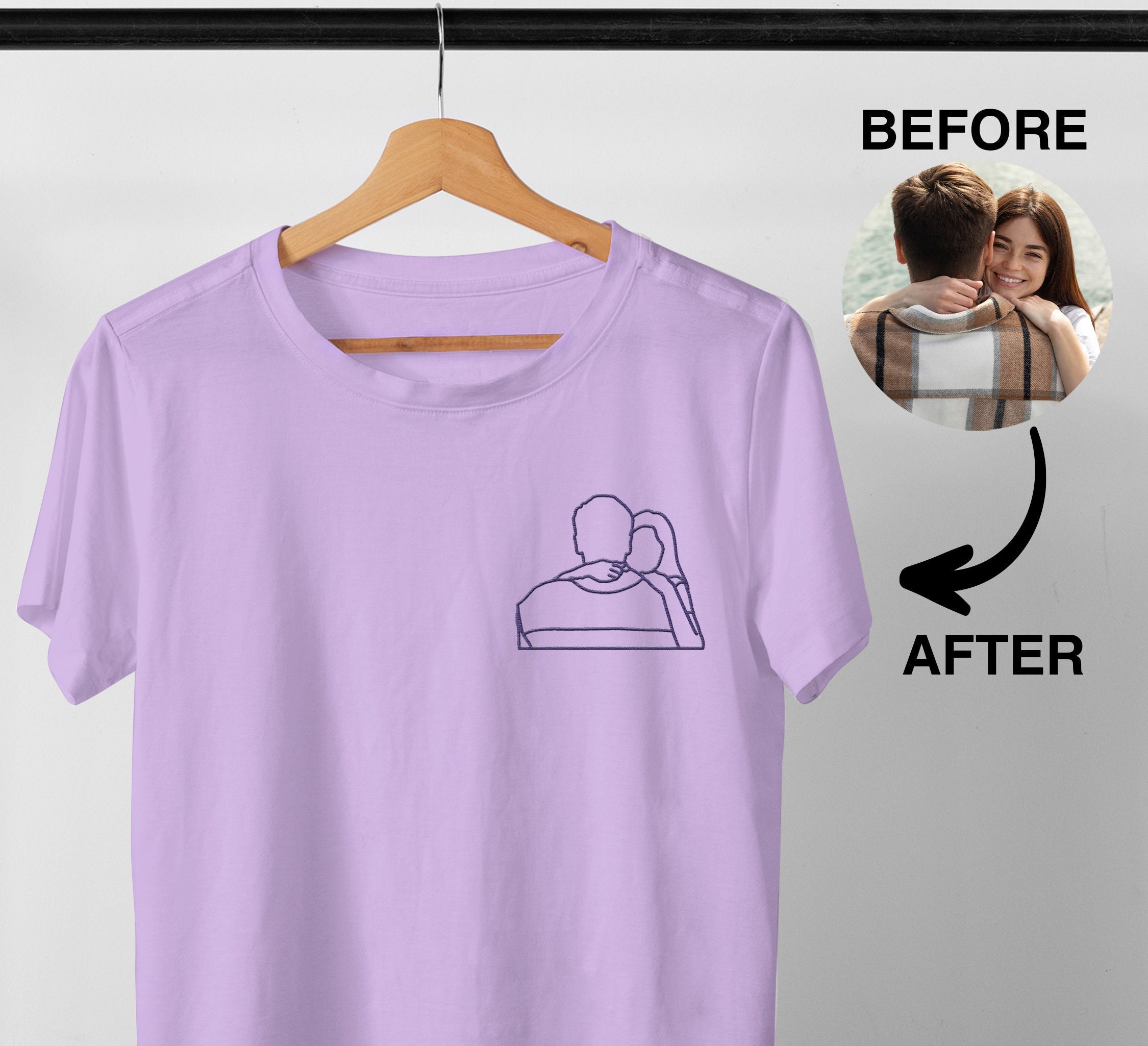 Custom Embroidered Portrait Shirt, Custom Embroidery Photo Shirt