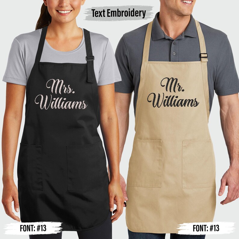 Custom Embroidered Apron, Custom Monogrammed Apron, Custom Text Apron, Personalize Apron, Custom Apron Men, Custom Apron Women, Gift For Her image 6