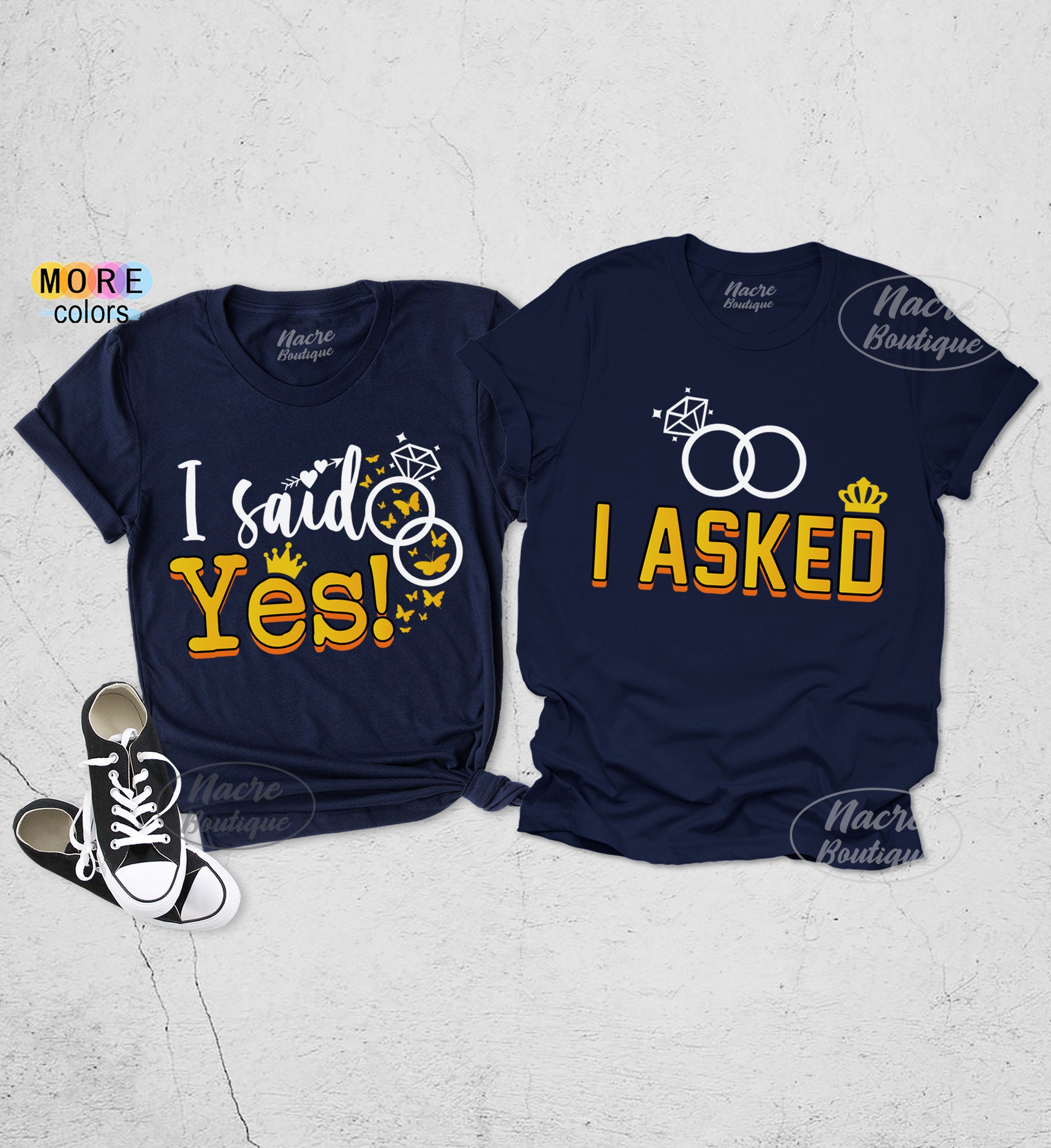 Engaged Shirt, I Asked, I Said Yes Shirt, Engagement Reveal, Engagement Announcement, Fiancee Shirt, Fiance Shirt, Matching Couples Shirts, image size:2050x2239