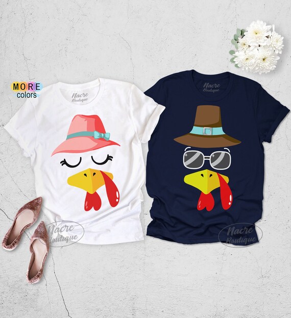 Turkey Faces Thanksgiving Shirt, Thanksgiving Shirt For Couple, Custom Turkey Shirt, Thanksgiving Matching Couple Shirt, Thanksgiving Shirt