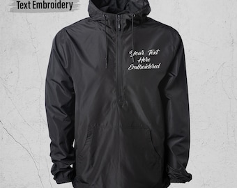 Custom Monogram Quarter Zip Pullover Jacket, Personalized Half Zip Windbreaker Jacket, Lightweight Hooded Quarter Zip Windbreaker EXP54LWP