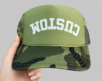 Custom PUFF Print Upside Down Text Trucker Hat, Personalized Foam Hat, Custom Cap, 3D Puff Print, Upsidedown Baseball Cap, Make Your Own Hat