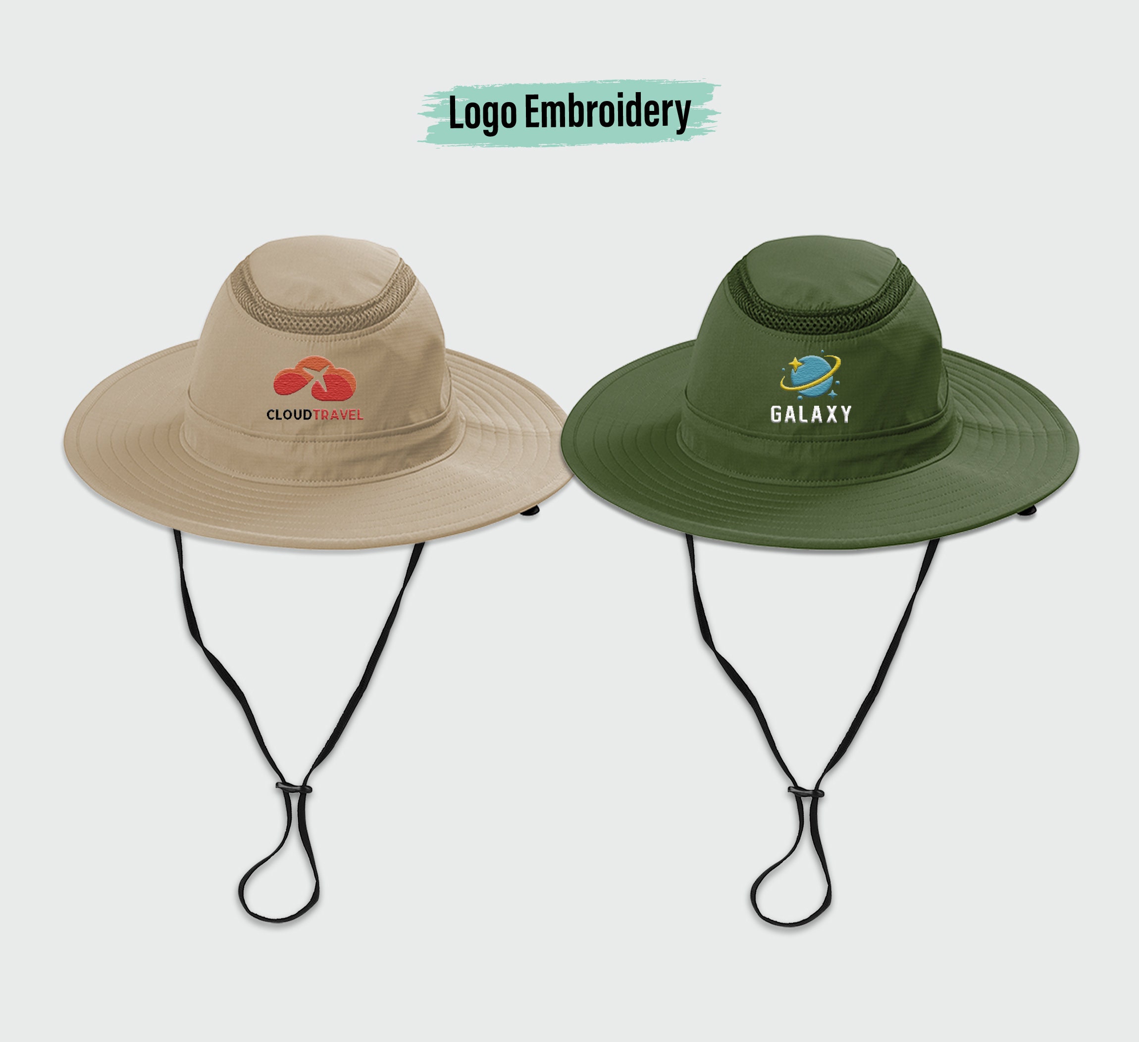 Customized Embroidered Wide Brim Hat, Custom Text Embroidery