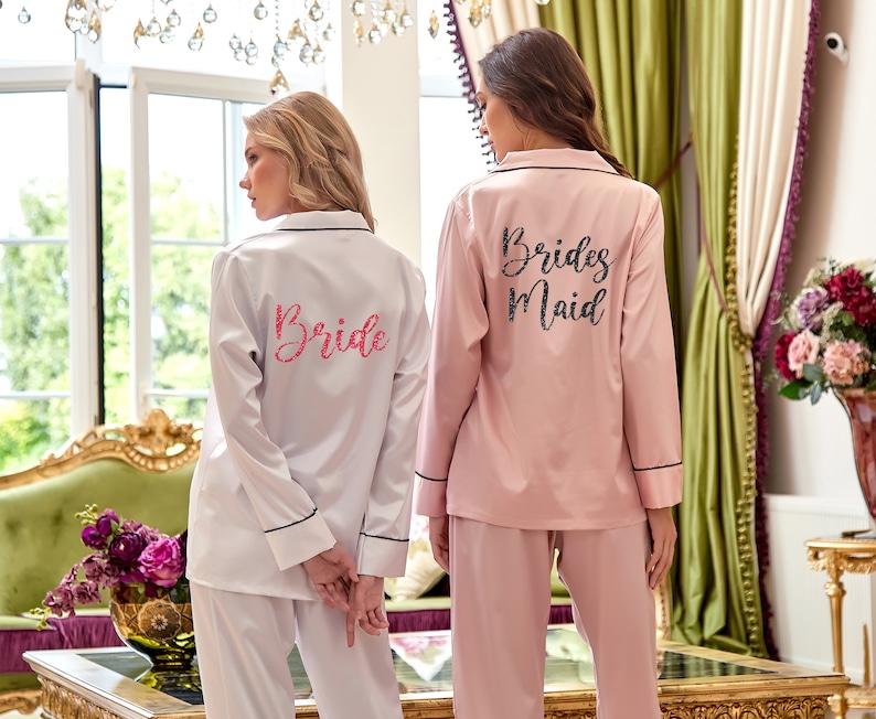 Bridesmaid Satin Pajamas Satin Long Pajamas Set Satin Pajama Etsy