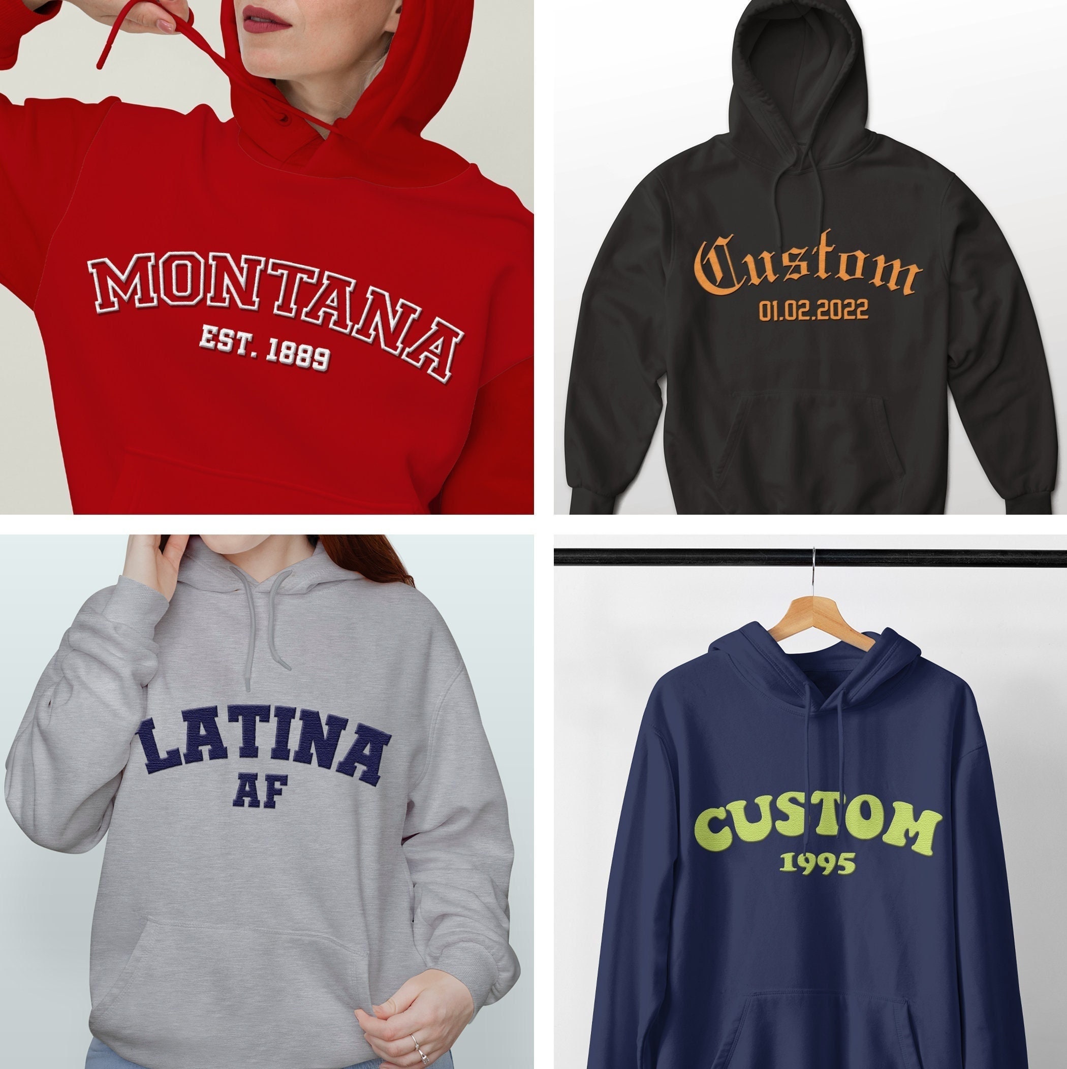 Custom Embroidered Hoodie, Custom Embroidered Pullover, Personalized With  Your Text, Add Your Text Hoodie, Customized Embroidery Hoodies -  Canada
