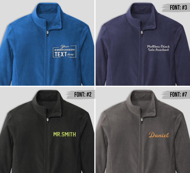 Custom Embroidered Microfleece Jacket, Personalized Full Zip Jacket ...