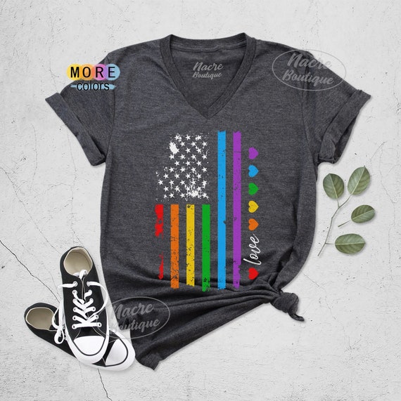 Gay Pride Shirt Rainbow American Flag Shirt LGBT Shirt | Etsy