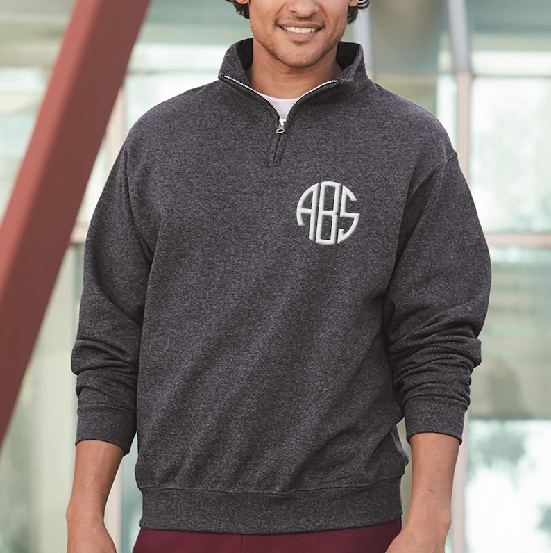 Custom Embroidered Quarter Zip Sweatshirt Custom Embroidery Etsy