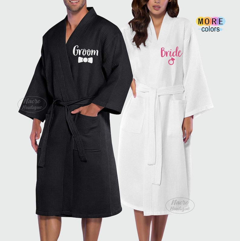 Bride and Groom Robes Couple Waffle Robes Personalized Etsy