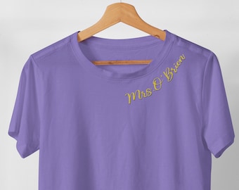 Custom Embroidered Collar Shirt, Embroidery Name Shirt, Personalized Mom Shirt, Add Your Text Shirt, Custom Embroidery Shirt (1717)