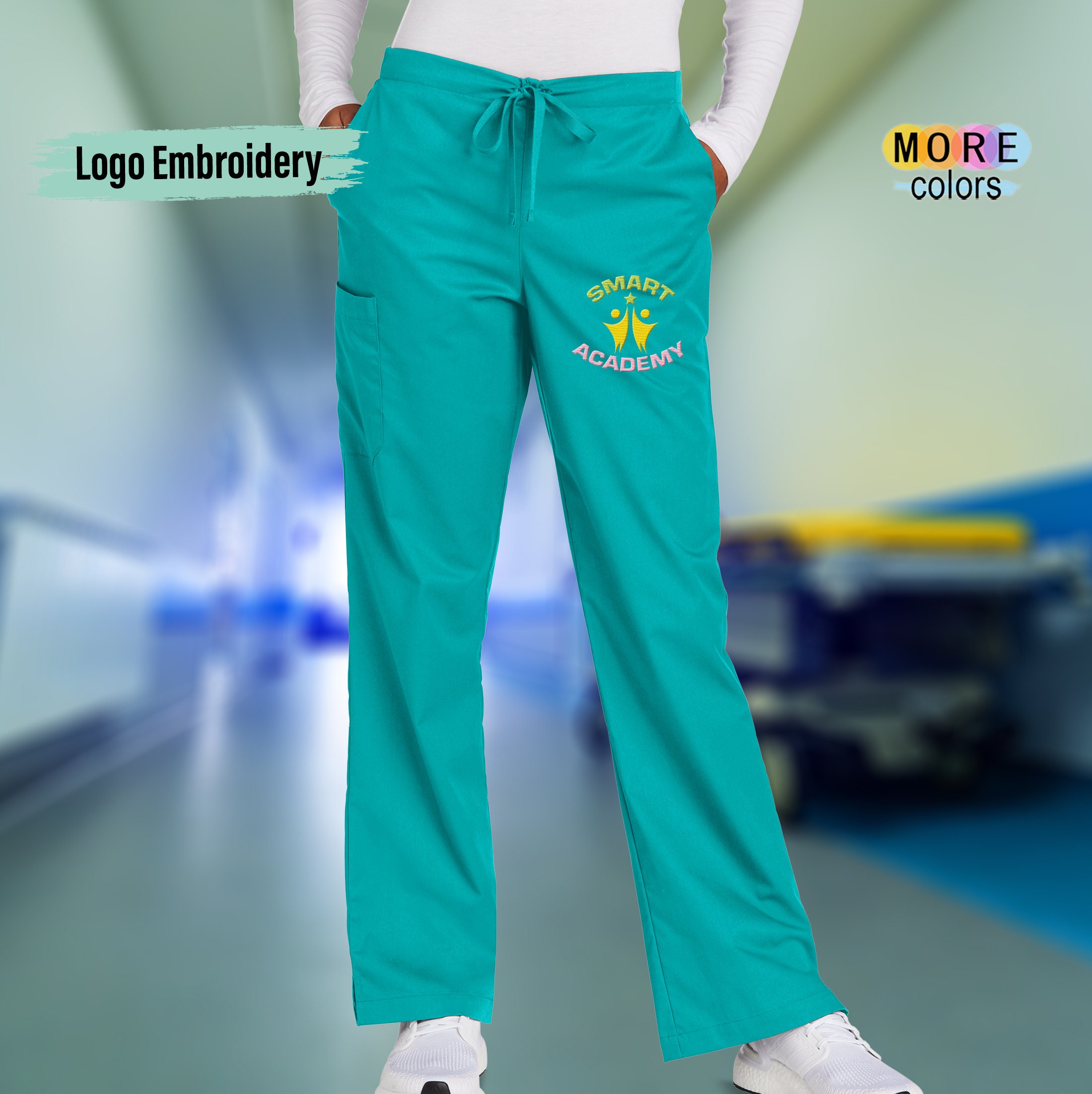 Embroider Scrub Pant, Custom Hospital Scrub Pant, Embroidered 