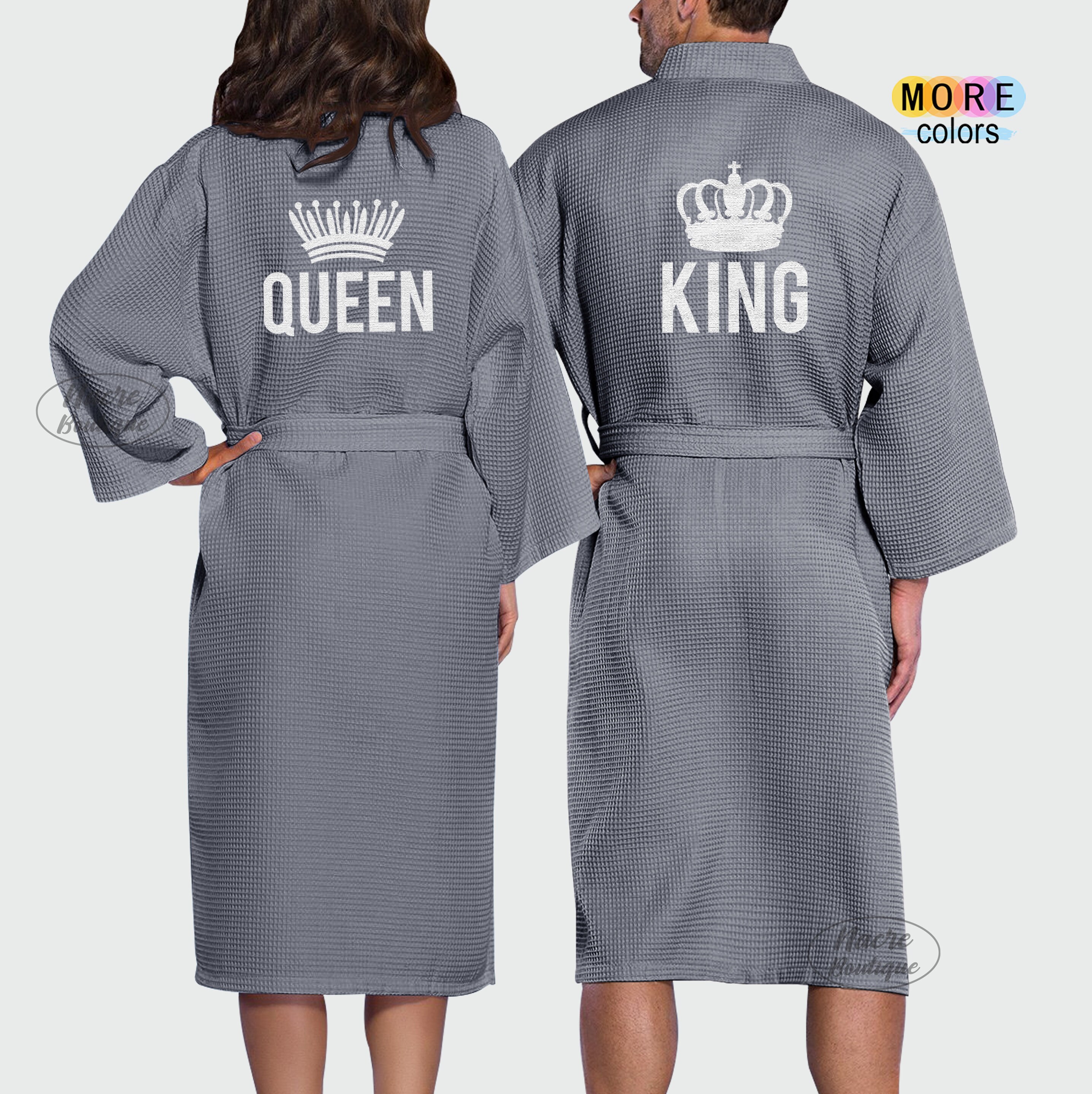 King and Queen Robes Couple Waffle Robes Personalized Waffle Etsy