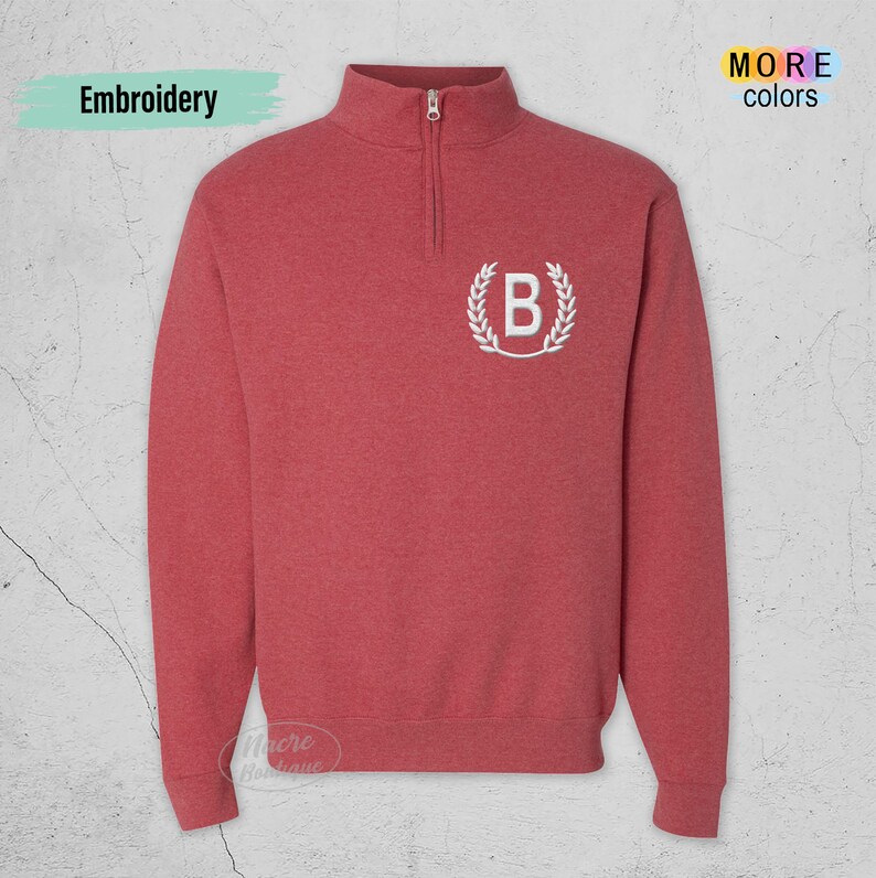 Custom Embroidered Quarter Zip Sweatshirt Custom Embroidery Etsy